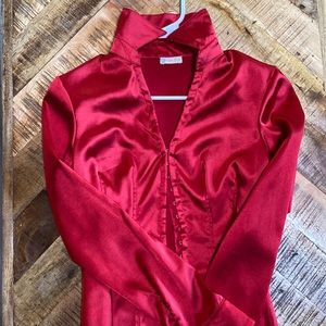 Red Button Down Blouse